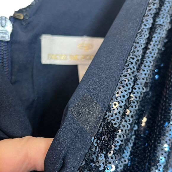Dress the Population Sam Sequin Jumpsuit Navy Night Sky Size XS Sleeveless Zip - Picture 12 of 12